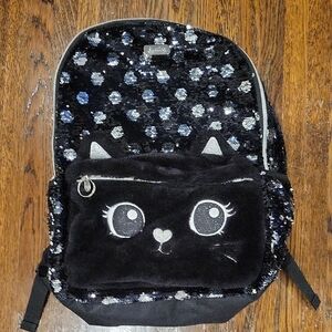 Original Justice Store, Black and Silver Sequin Cat Backpack